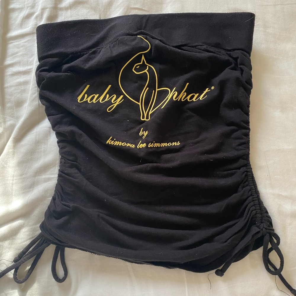 Y2K Baby Phat Black Ruched Tube Top